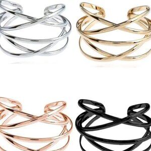 ✨NEW✨ Cross Wire Bangle Cuff Bracelet - Silver or Gold